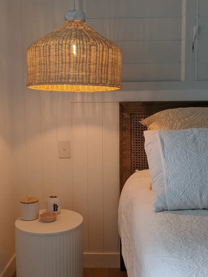 reef shack — woven rattan pendant bedside
