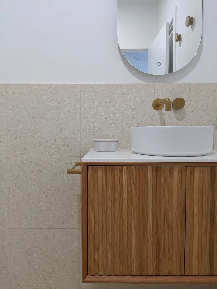 reef shack — bathroom vanity with timber cabinet